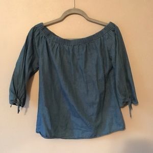 Off the shoulder blue dress top